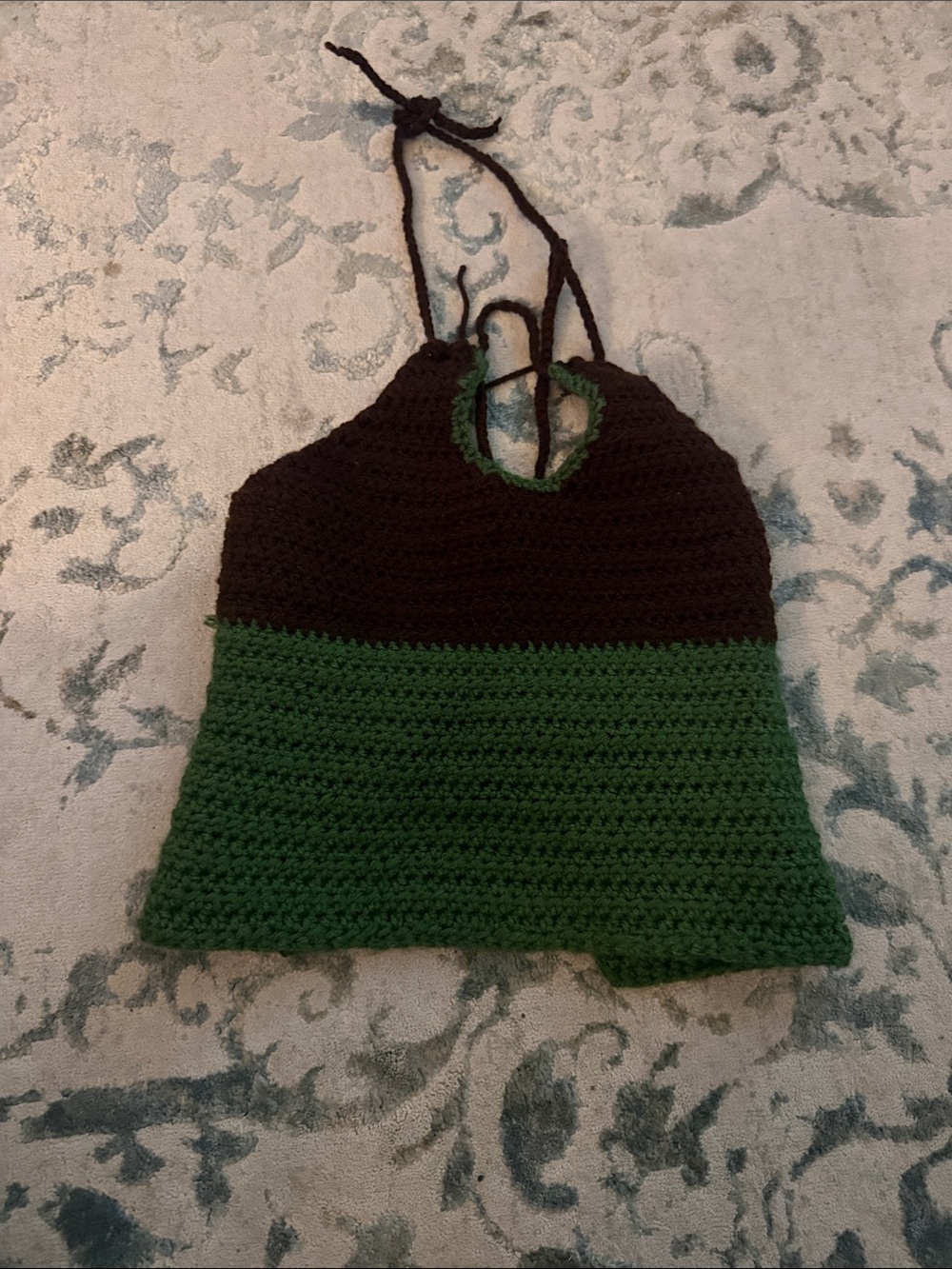 Crocheted Halter Camisole in Black and Green
